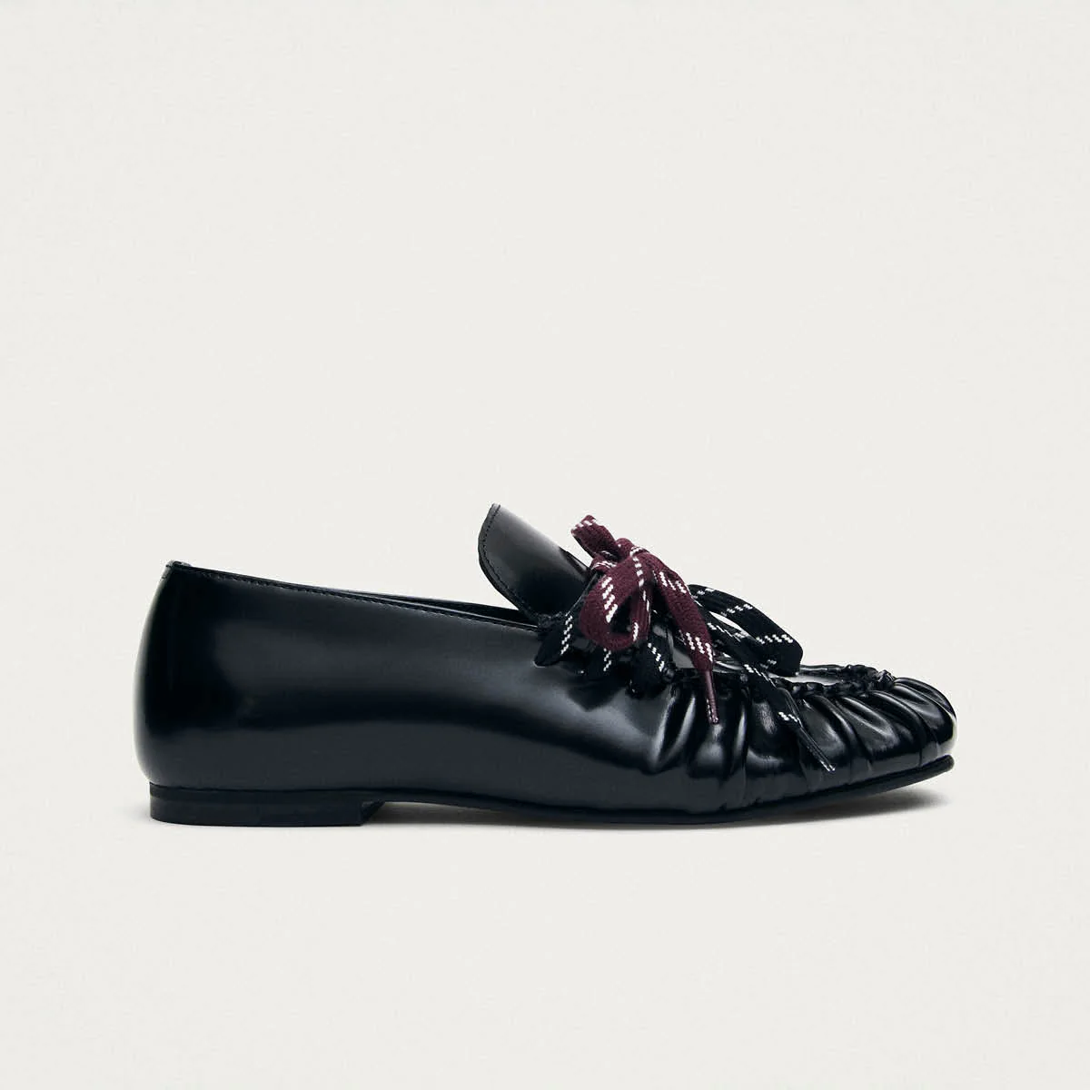 Aven Lace Black Leather Loafers - Image 3