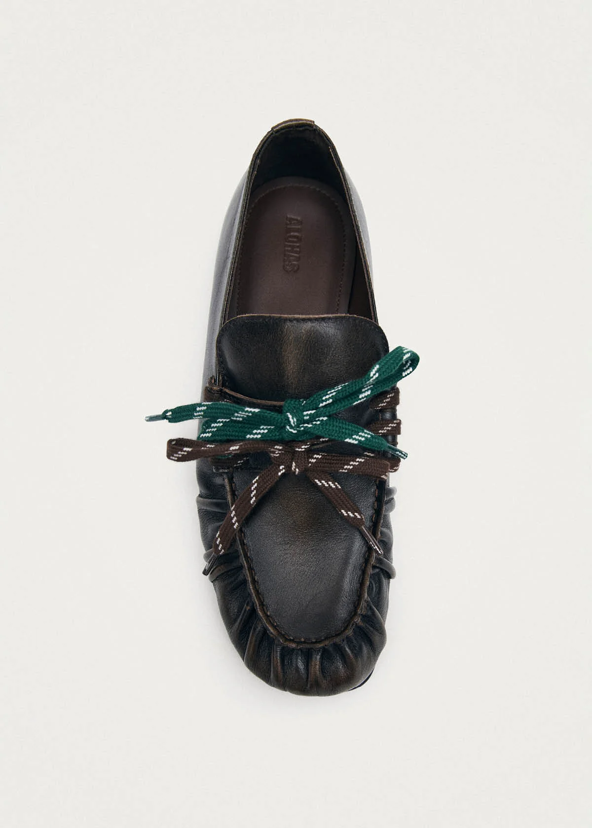 Aven Lace Vintage Effect Brown Leather Loafers - Image 5