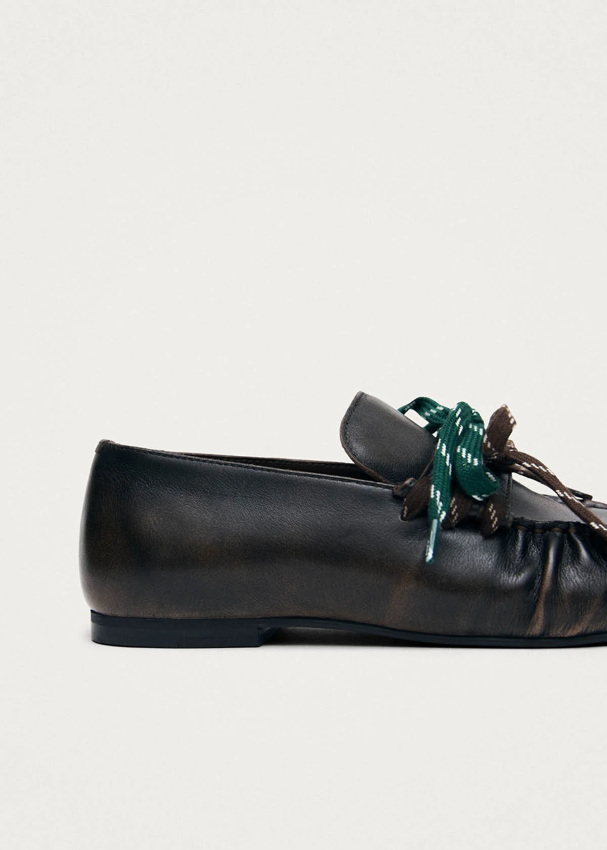 Aven Lace Vintage Effect Brown Leather Loafers - Image 7