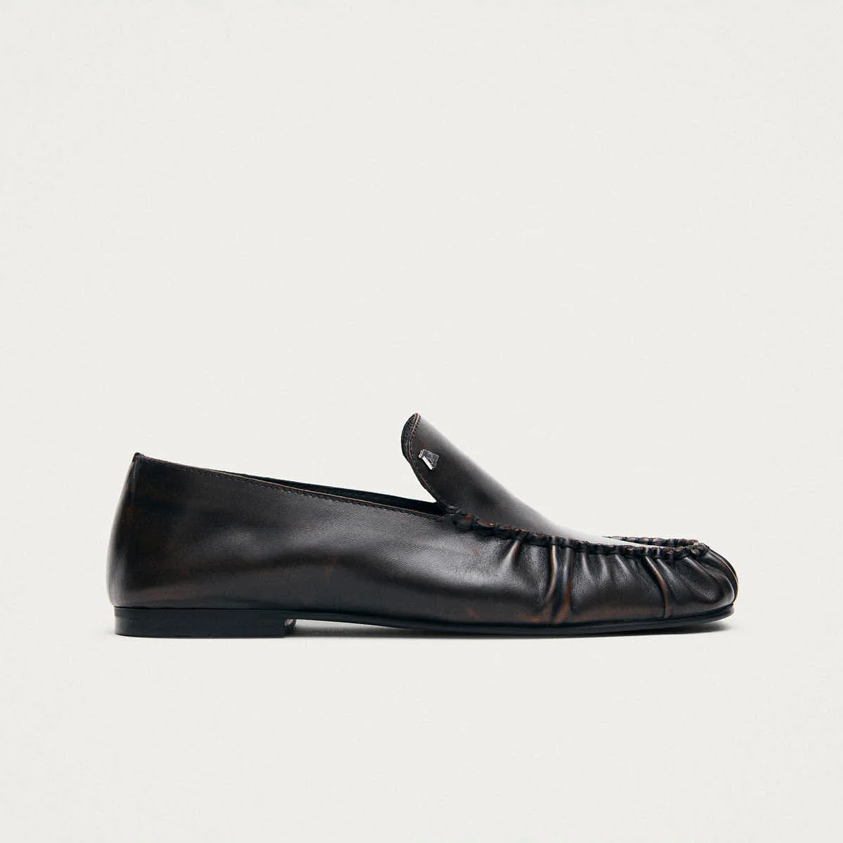 Gabe Vintage Effect Brown Leather Loafers - Image 3