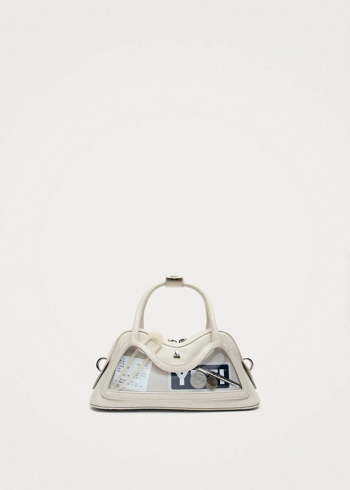 Hilma Mini Vinyl White Leather Bag - Image 4
