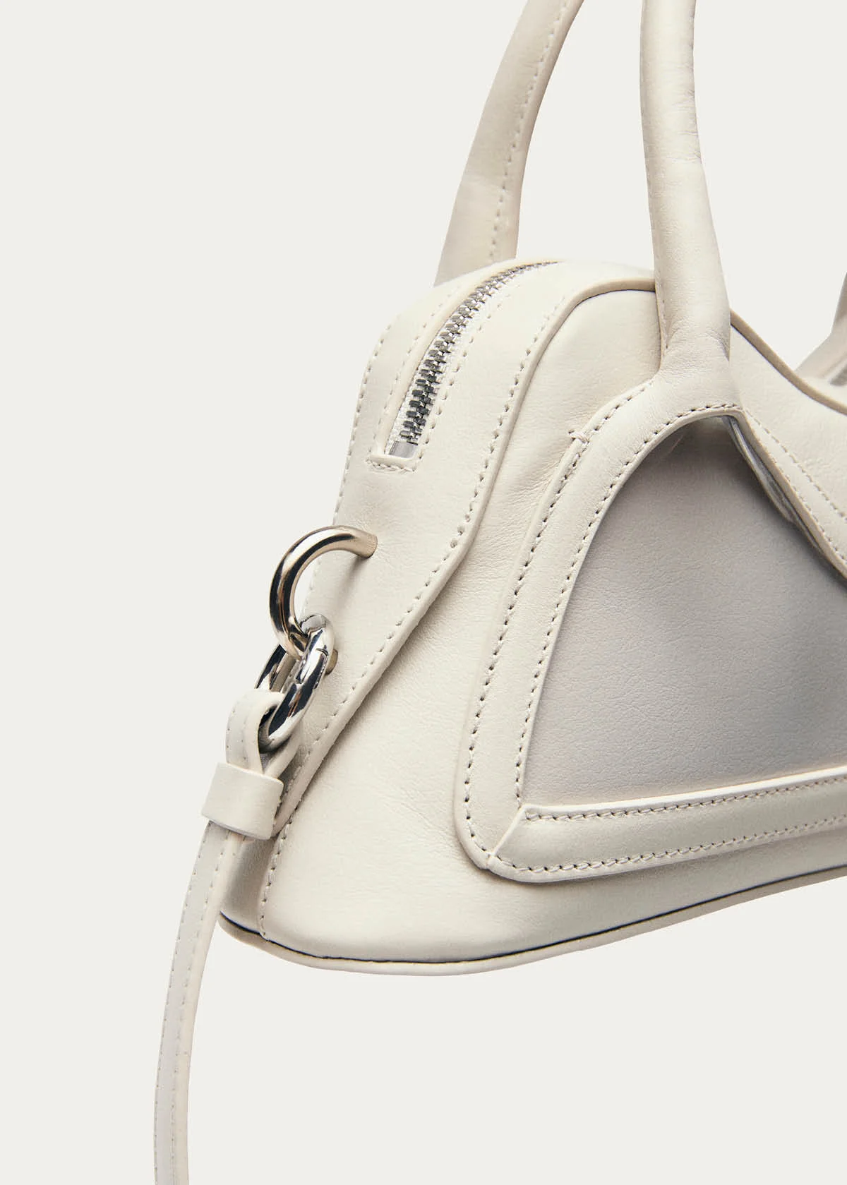 Hilma Mini Vinyl White Leather Bag - Image 8
