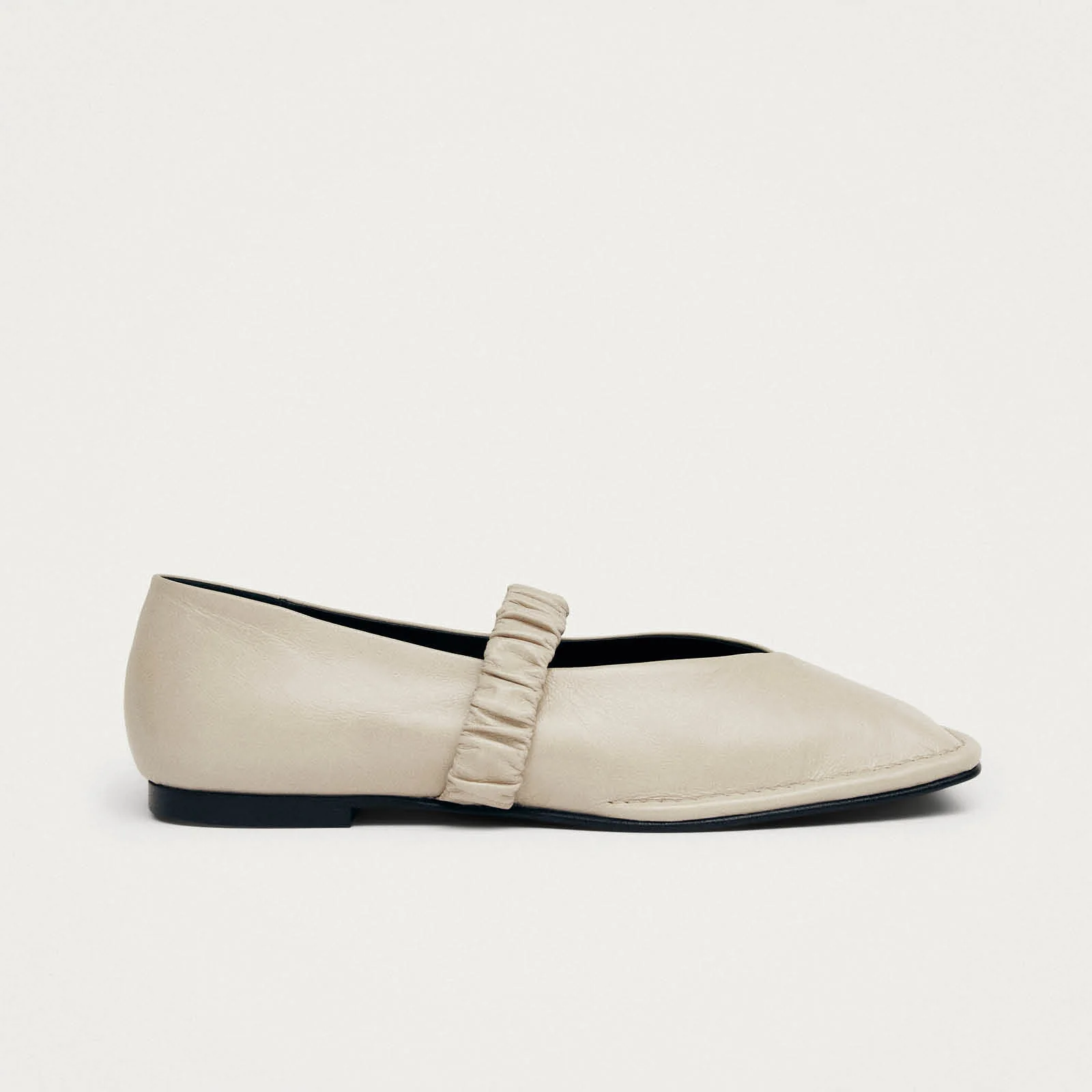 Lautan Cream Leather Ballet Flats - Image 3