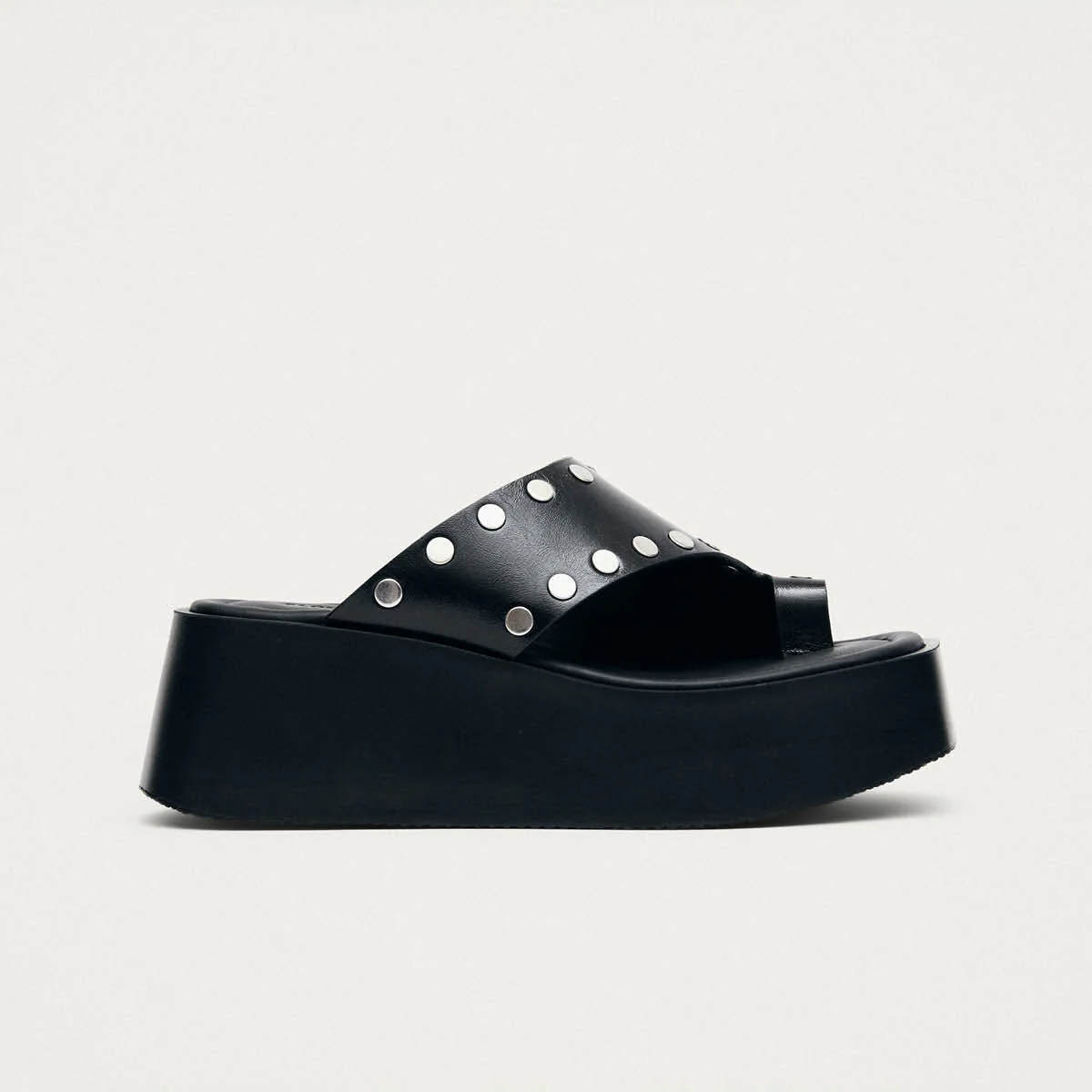 Nova Studs Black Leather Sandals - Image 3