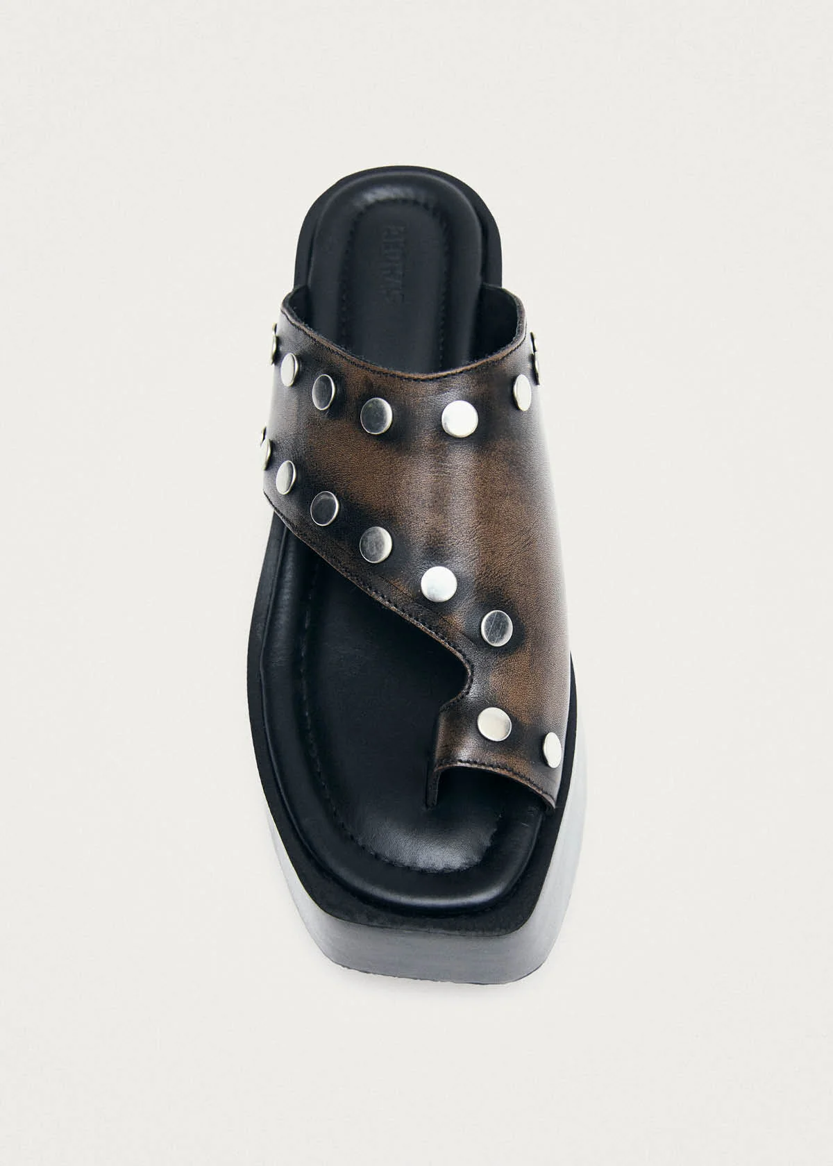 Nova Studs Vintage Effect Brown Leather Sandals - Image 5