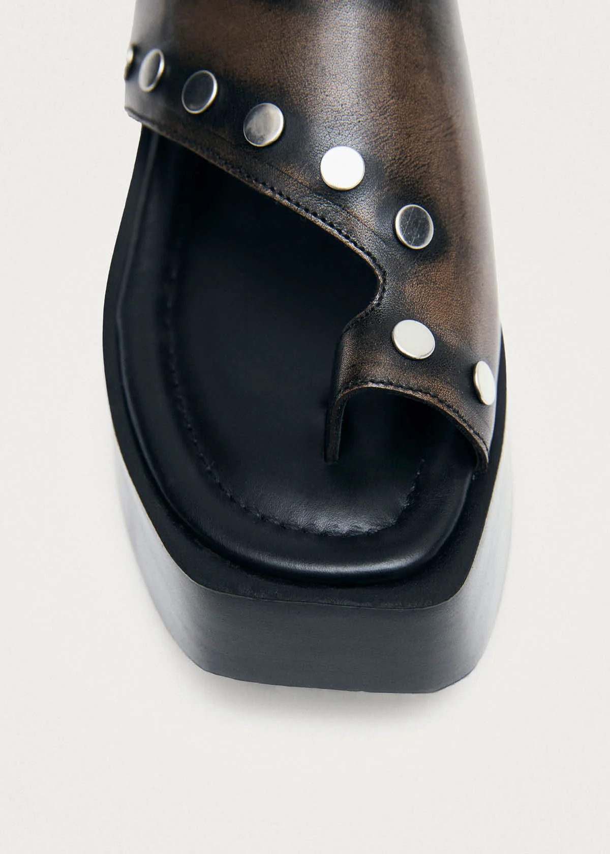 Nova Studs Vintage Effect Brown Leather Sandals - Image 6