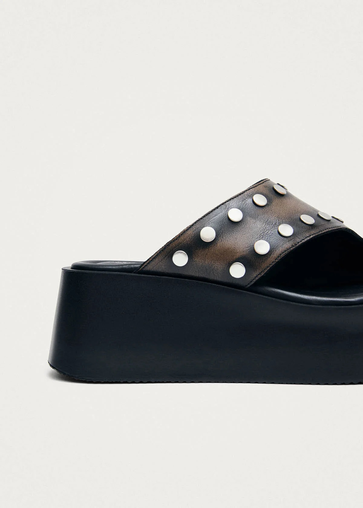 Nova Studs Vintage Effect Brown Leather Sandals - Image 7