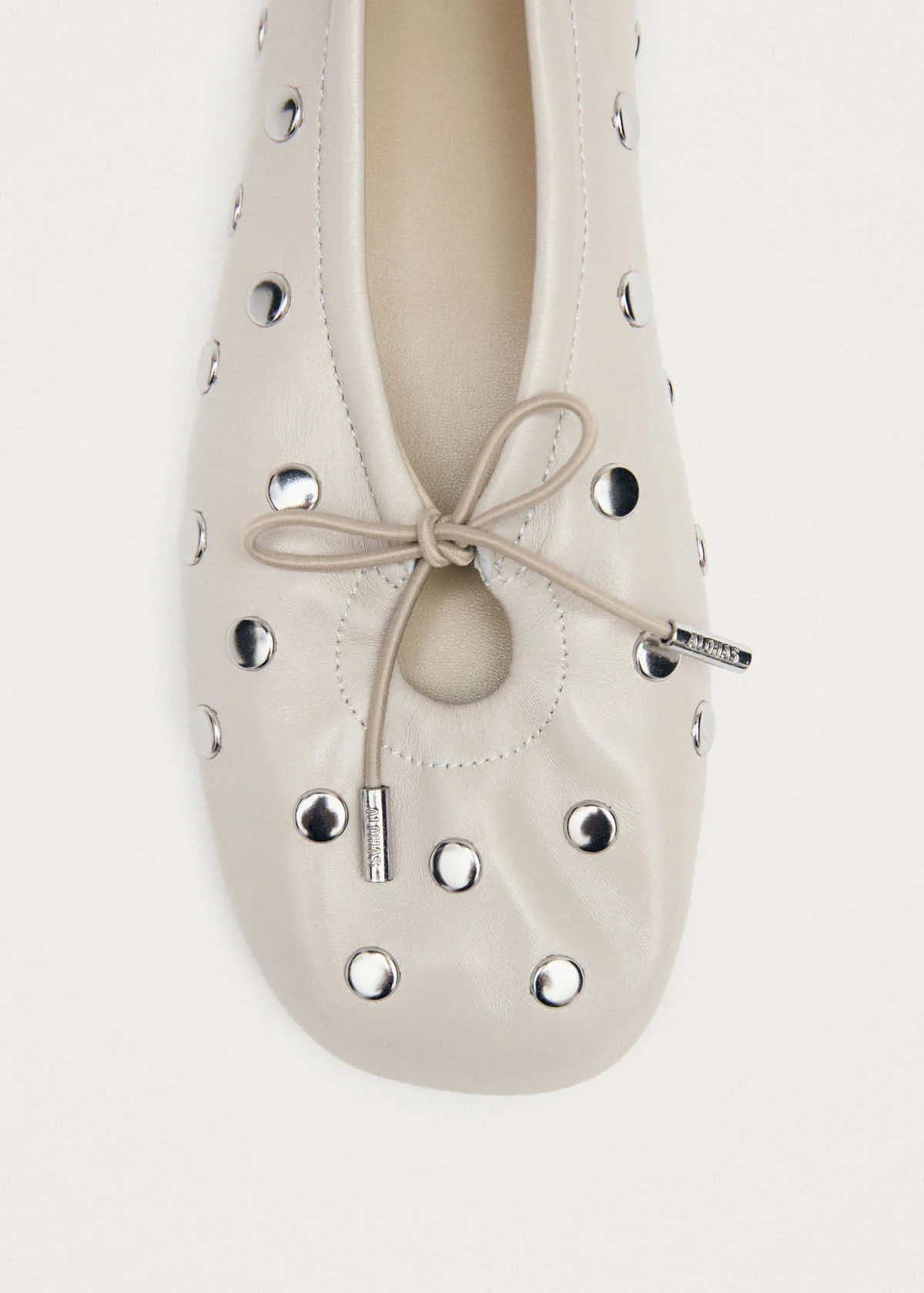 Rosalind All Studs Cream Leather Ballet Flats - Image 6