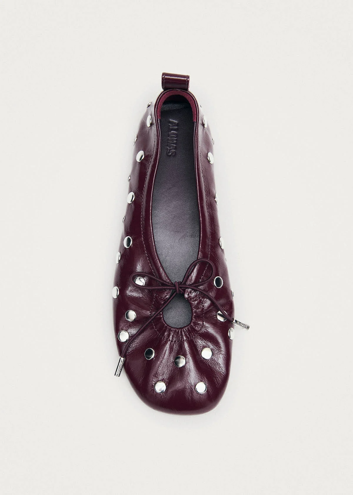 Rosalind All Studs Patent Burgundy Leather Ballet Flats