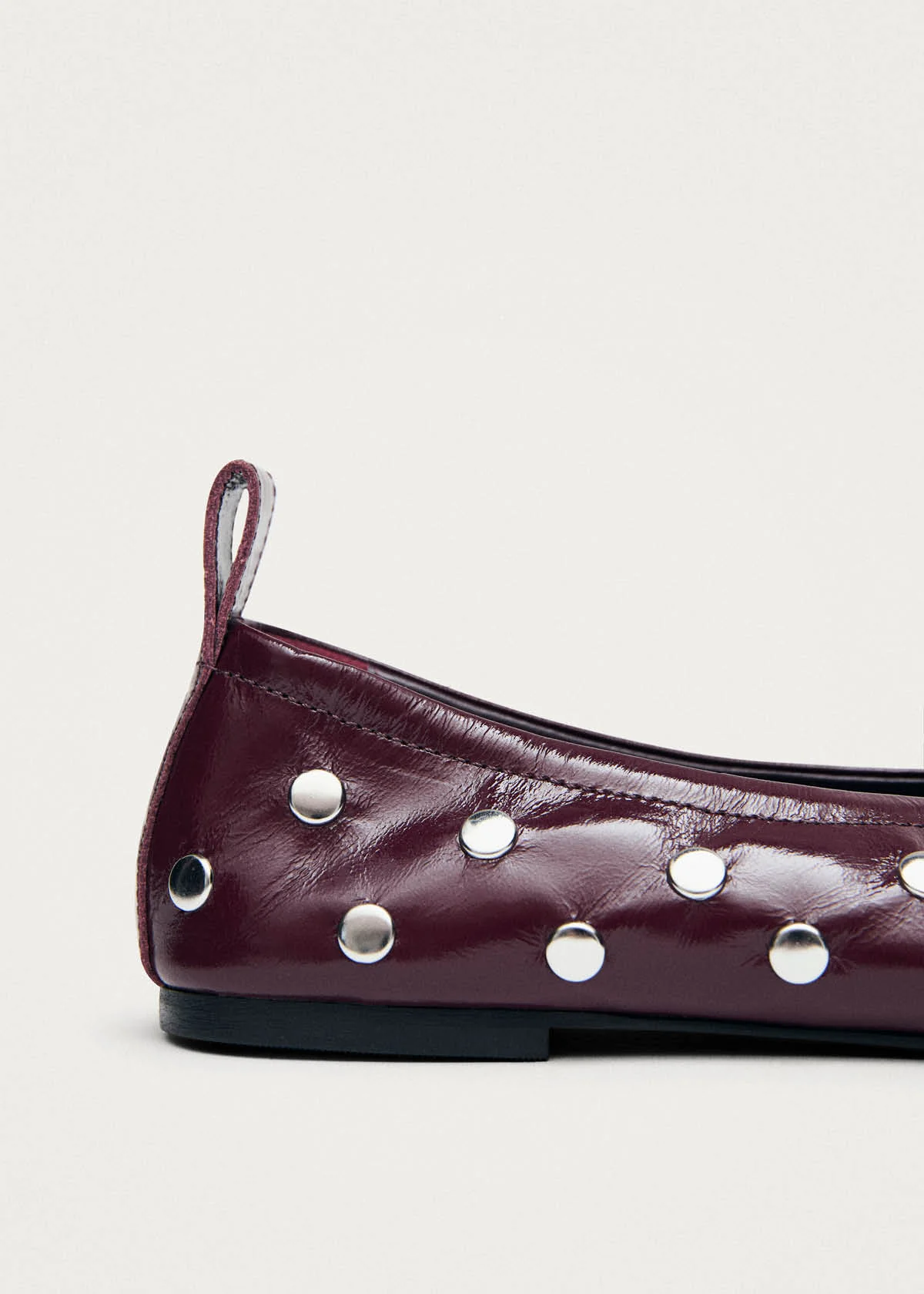 Rosalind All Studs Patent Burgundy Leather Ballet Flats - Image 7