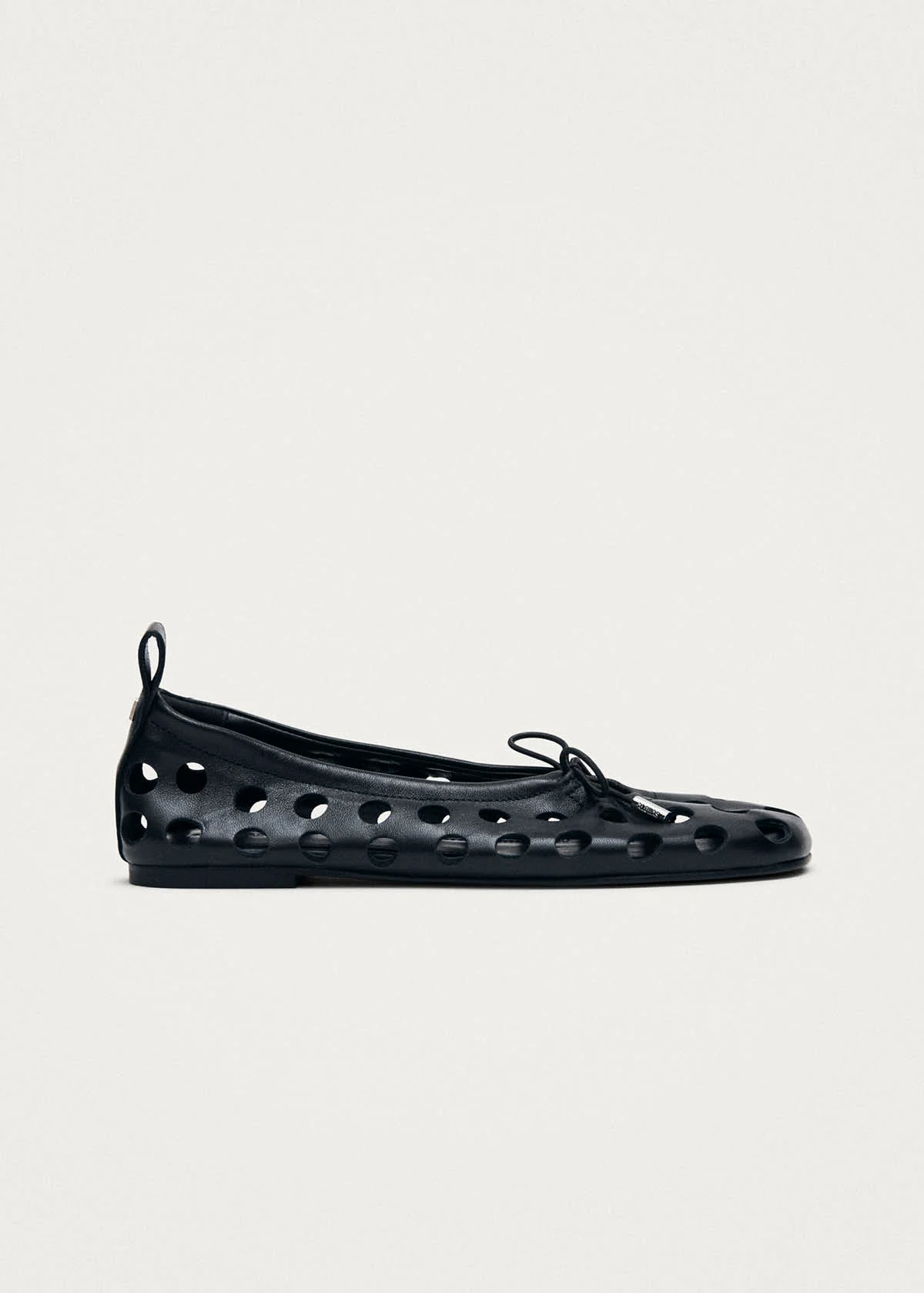 Rosalind Cut Out Black Leather Ballet Flats - Image 4
