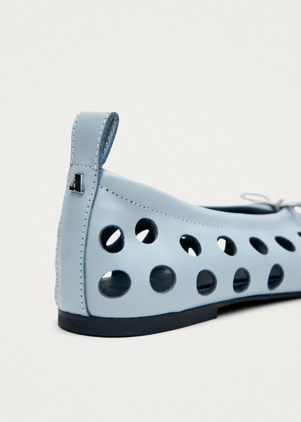 Rosalind Cut Out Blue Leather Ballet Flats - Image 7