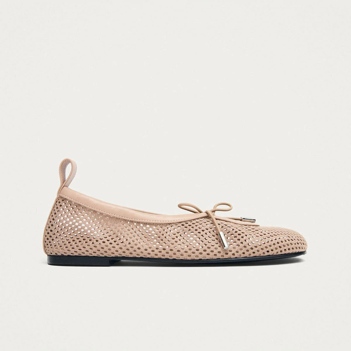 Rosalind Mesh Beige Leather Ballet Flats - Image 3