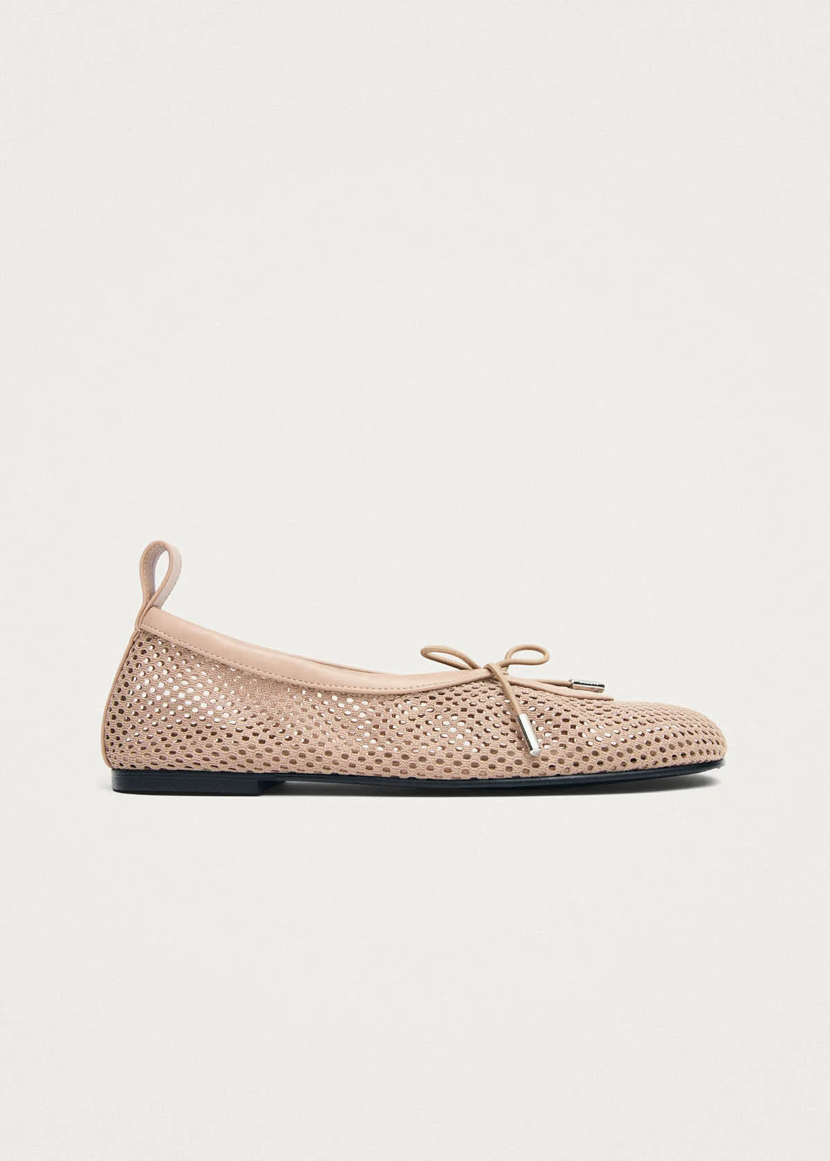 Rosalind Mesh Beige Leather Ballet Flats - Image 4