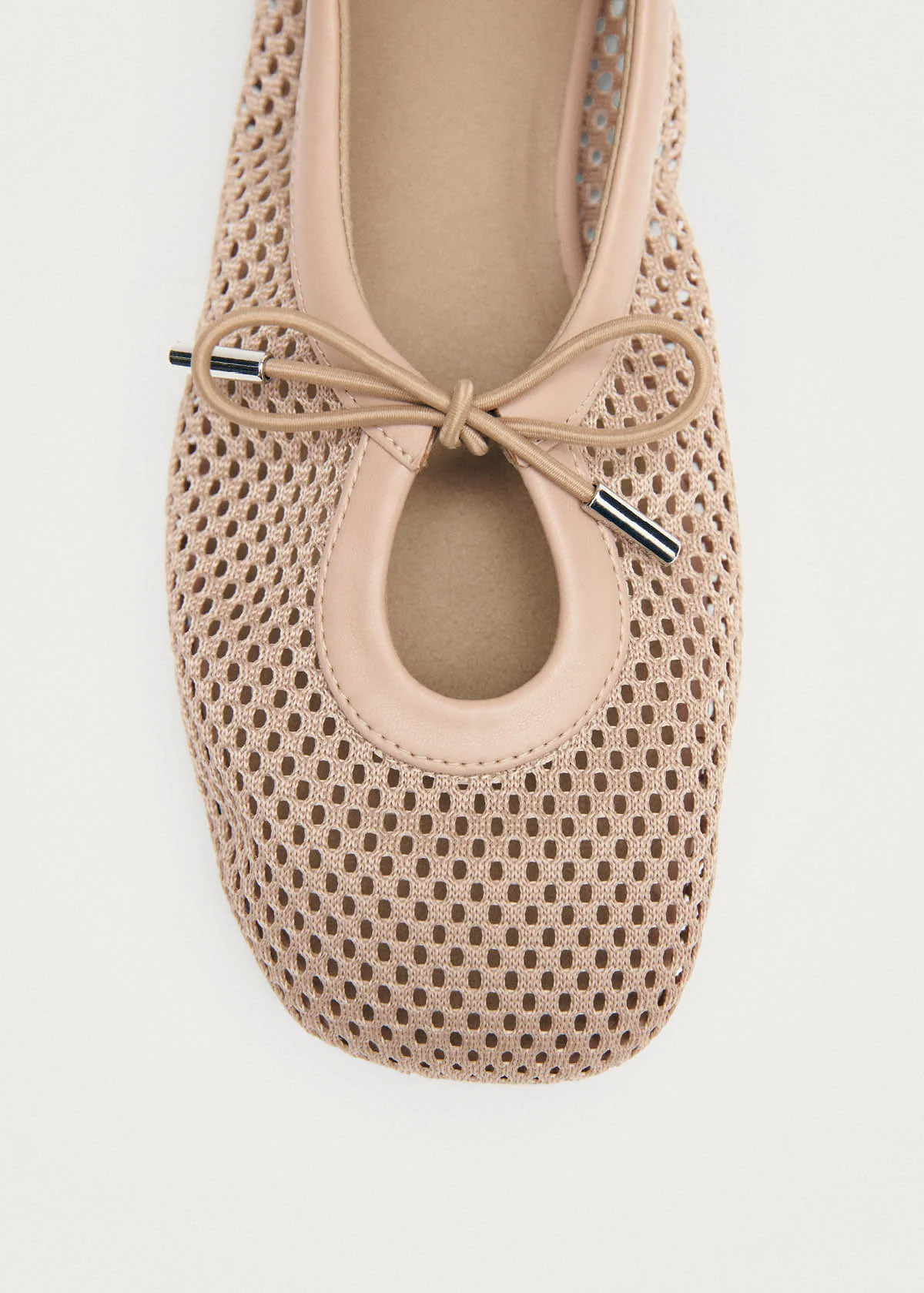 Rosalind Mesh Beige Leather Ballet Flats - Image 6