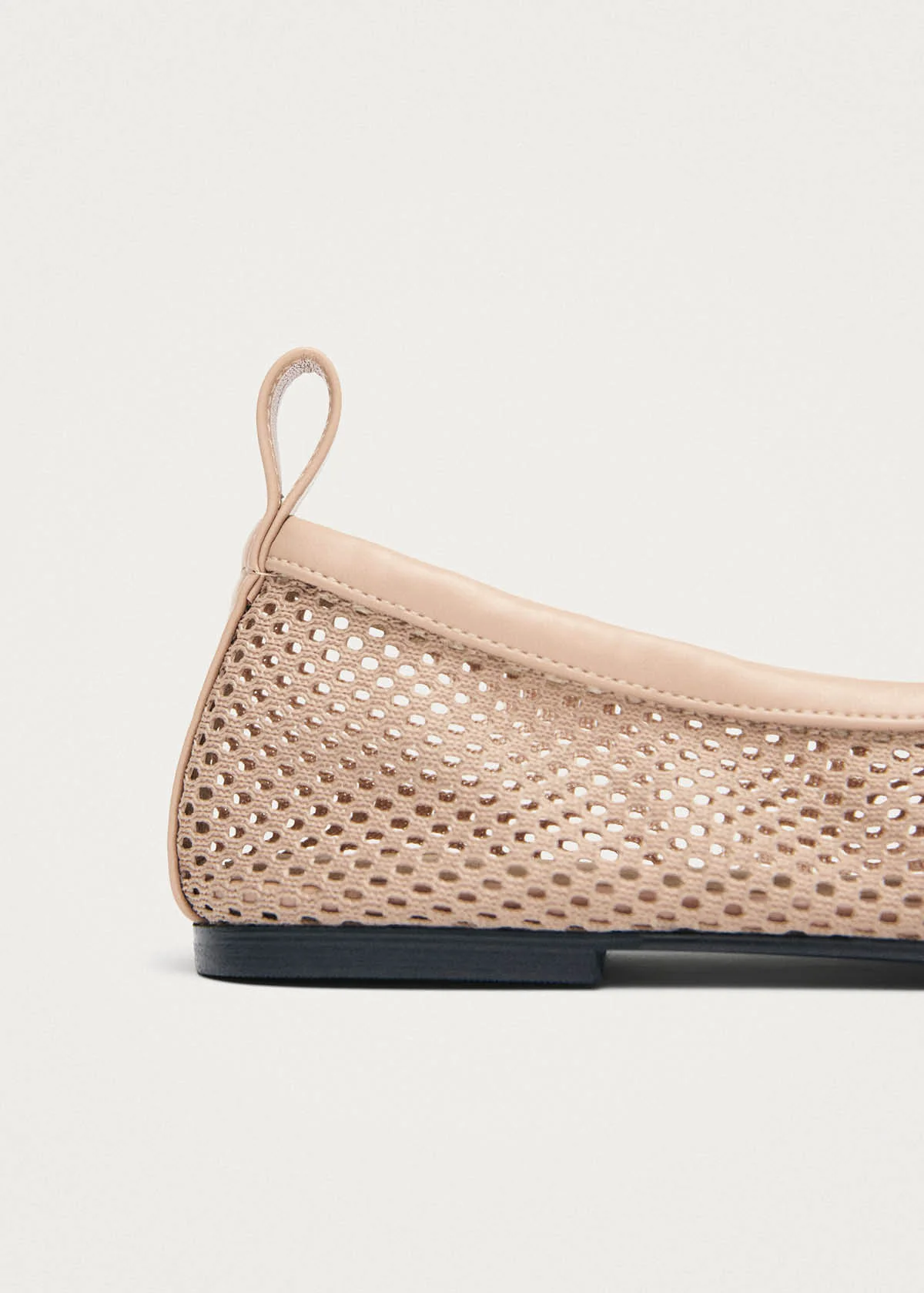 Rosalind Mesh Beige Leather Ballet Flats - Image 7