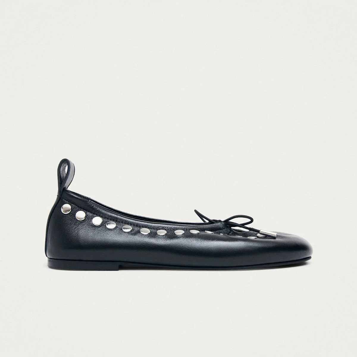 Rosalind Studs Black Leather Ballet Flats - Image 3