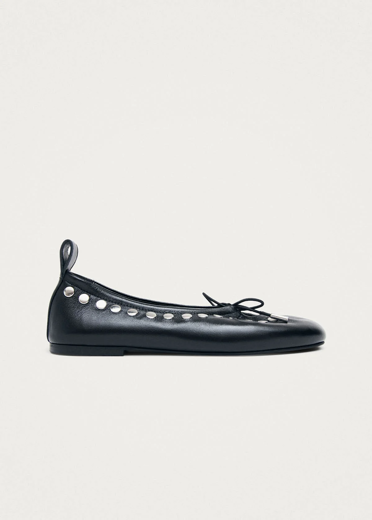 Rosalind Studs Black Leather Ballet Flats - Image 4