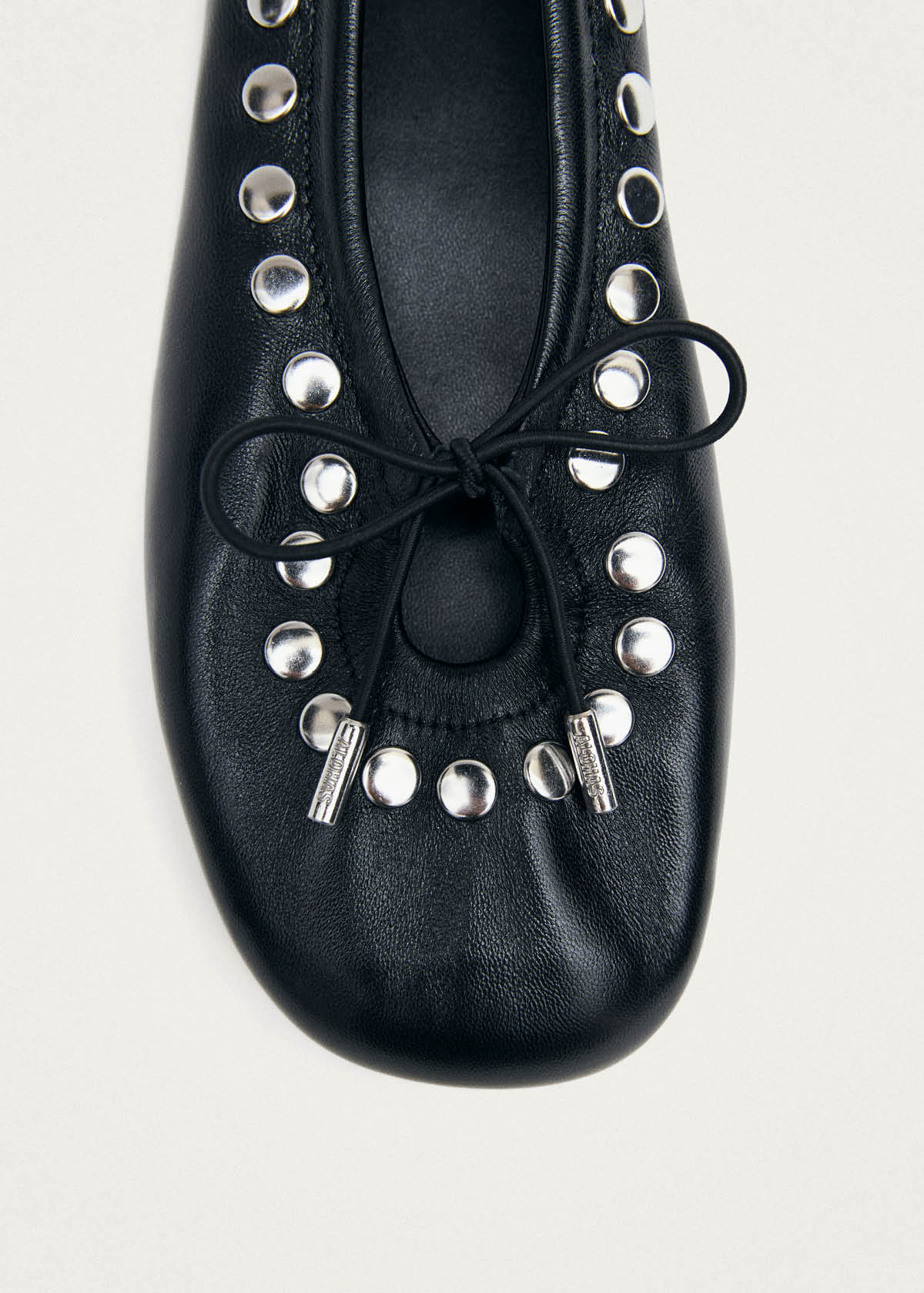 Rosalind Studs Black Leather Ballet Flats - Image 6