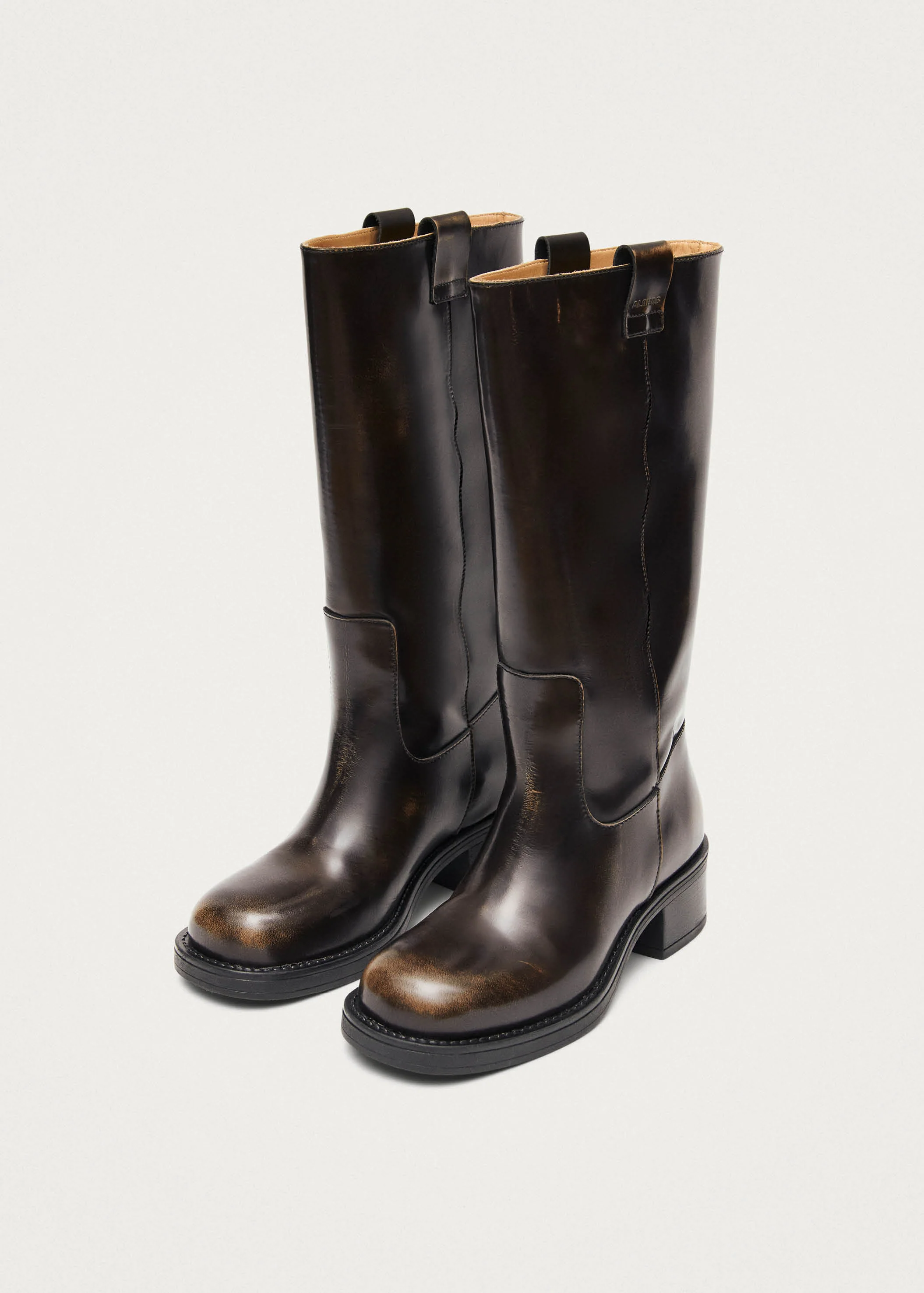 Sajan Vintage Effect Brown Leather Boots - Image 4