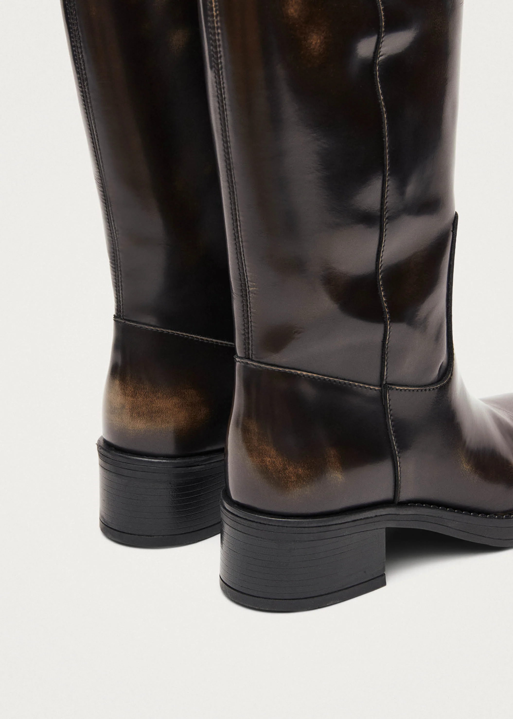 Sajan Vintage Effect Brown Leather Boots - Image 5