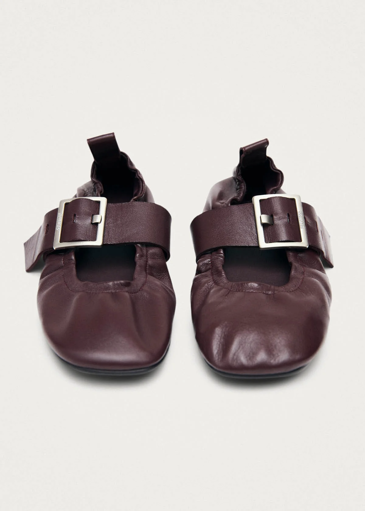 Sarea Burgundy Leather Ballet Flats - Image 5