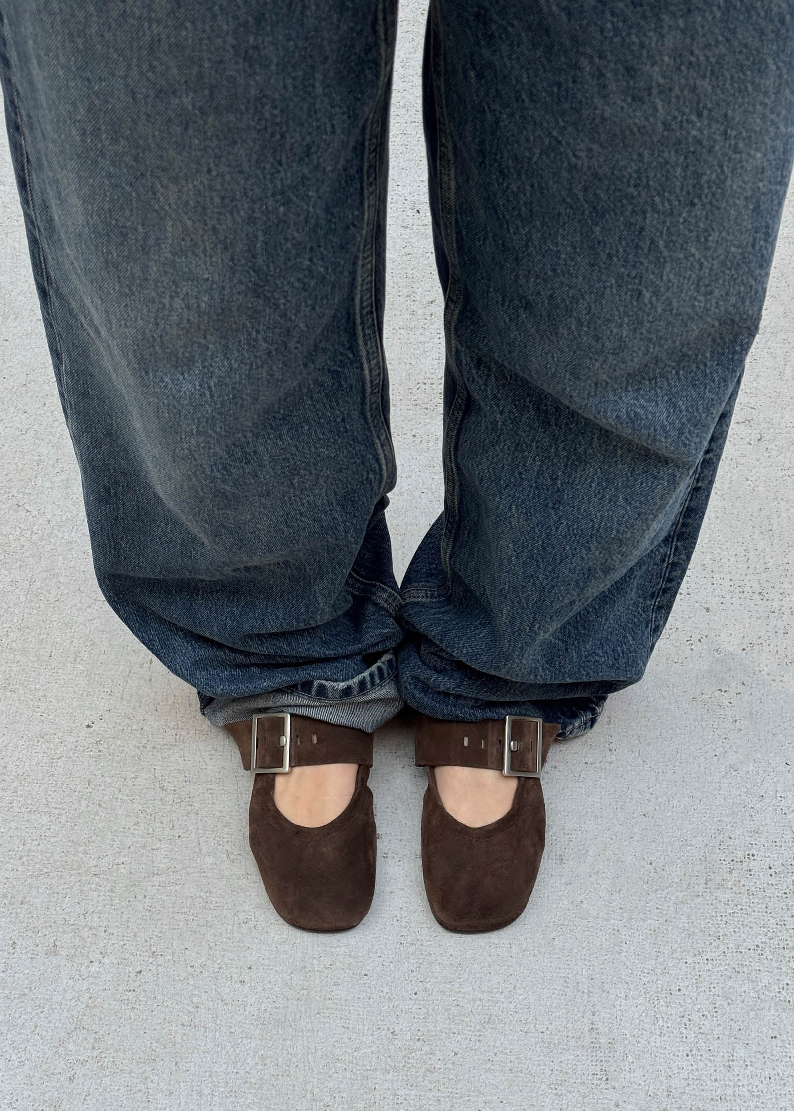 Sarea Suede Brown Leather Ballet Flats - Image 2