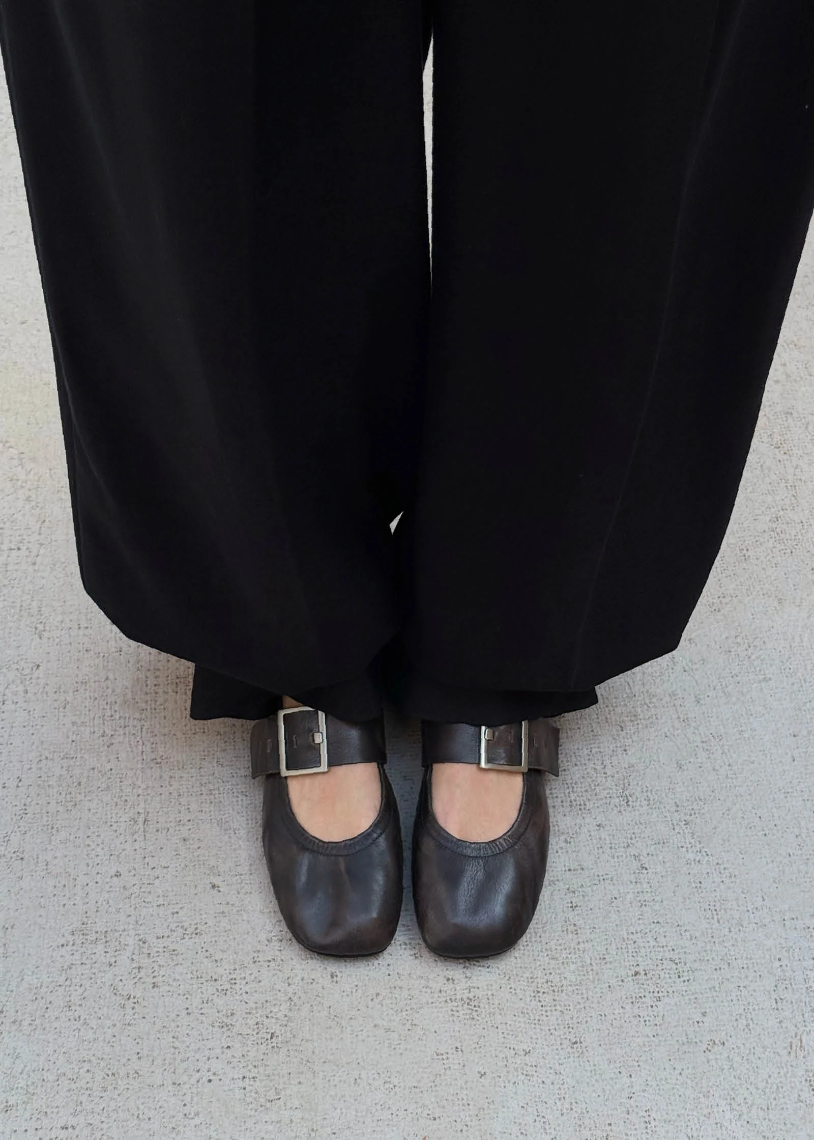 Sarea Vintage Effect Brown Leather Ballet Flats - Image 2