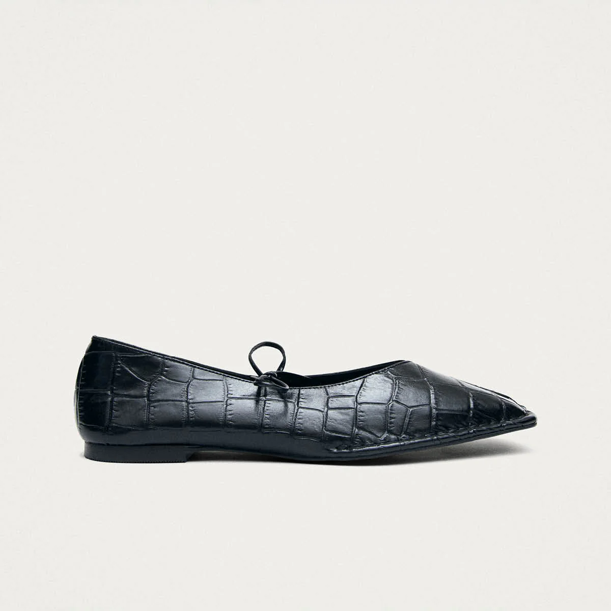 Sway Croco Black Leather Ballet Flats - Image 3