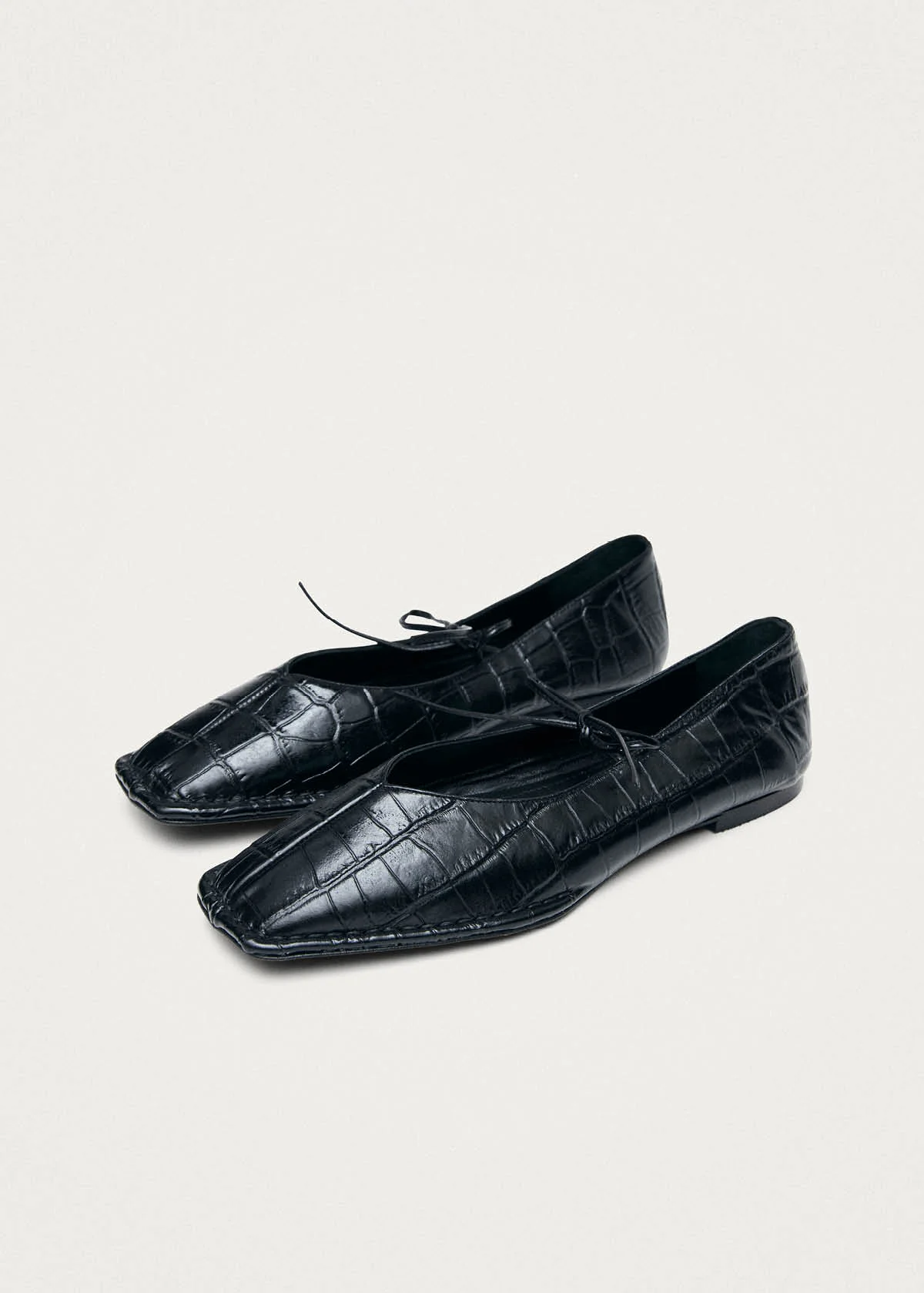 Sway Croco Black Leather Ballet Flats - Image 5