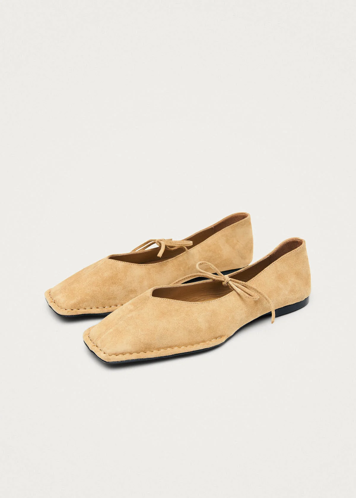Sway Suede Beige Leather Ballet Flats - Image 5