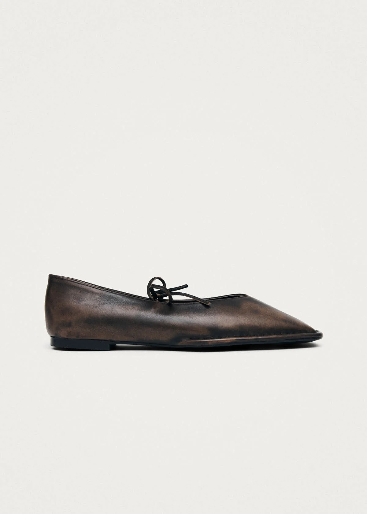 Sway Vintage Effect Brown Leather Ballet Flats - Image 5