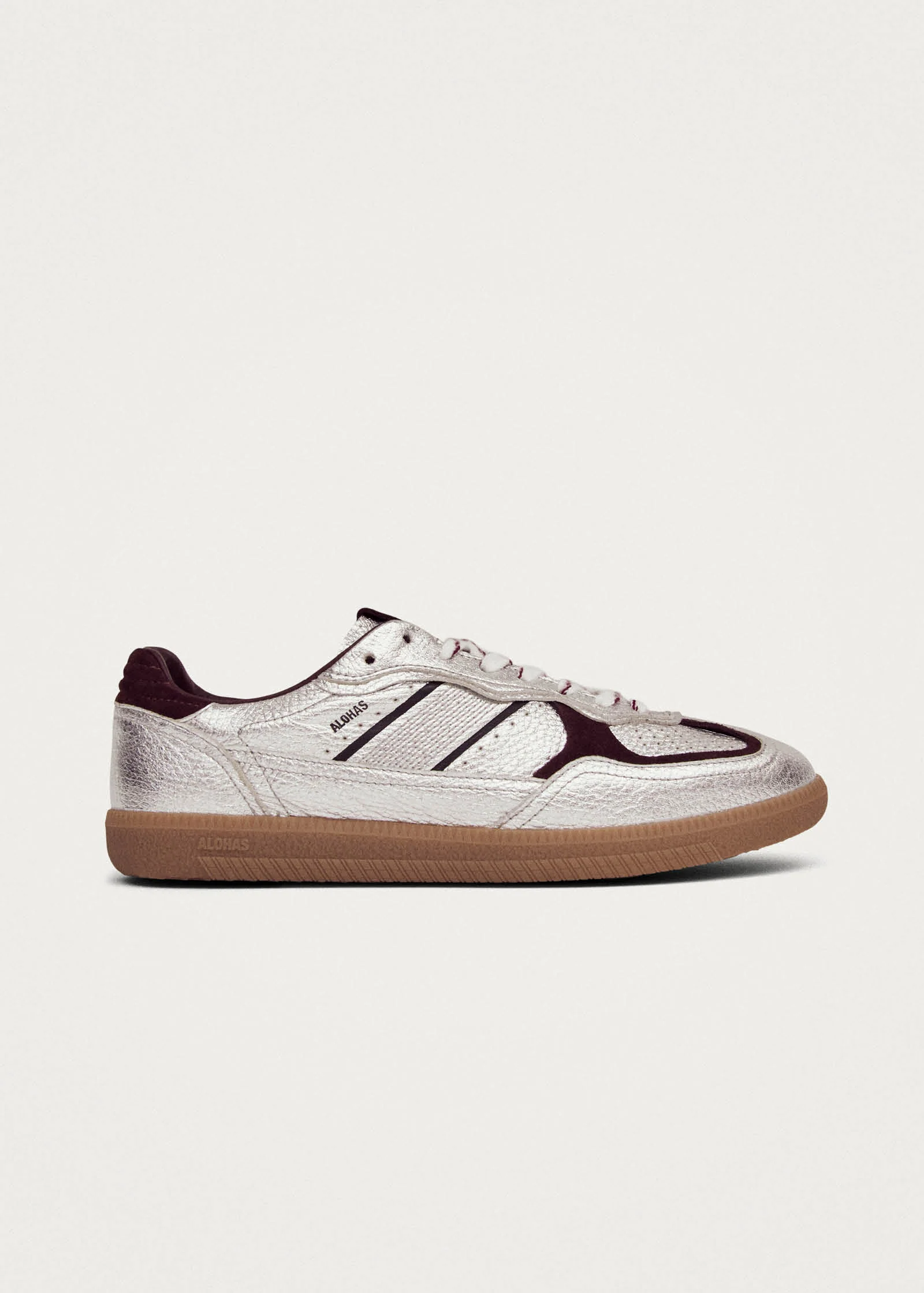 Tb.490 Grain Shimmer Silver & Burgundy Leather Sneakers