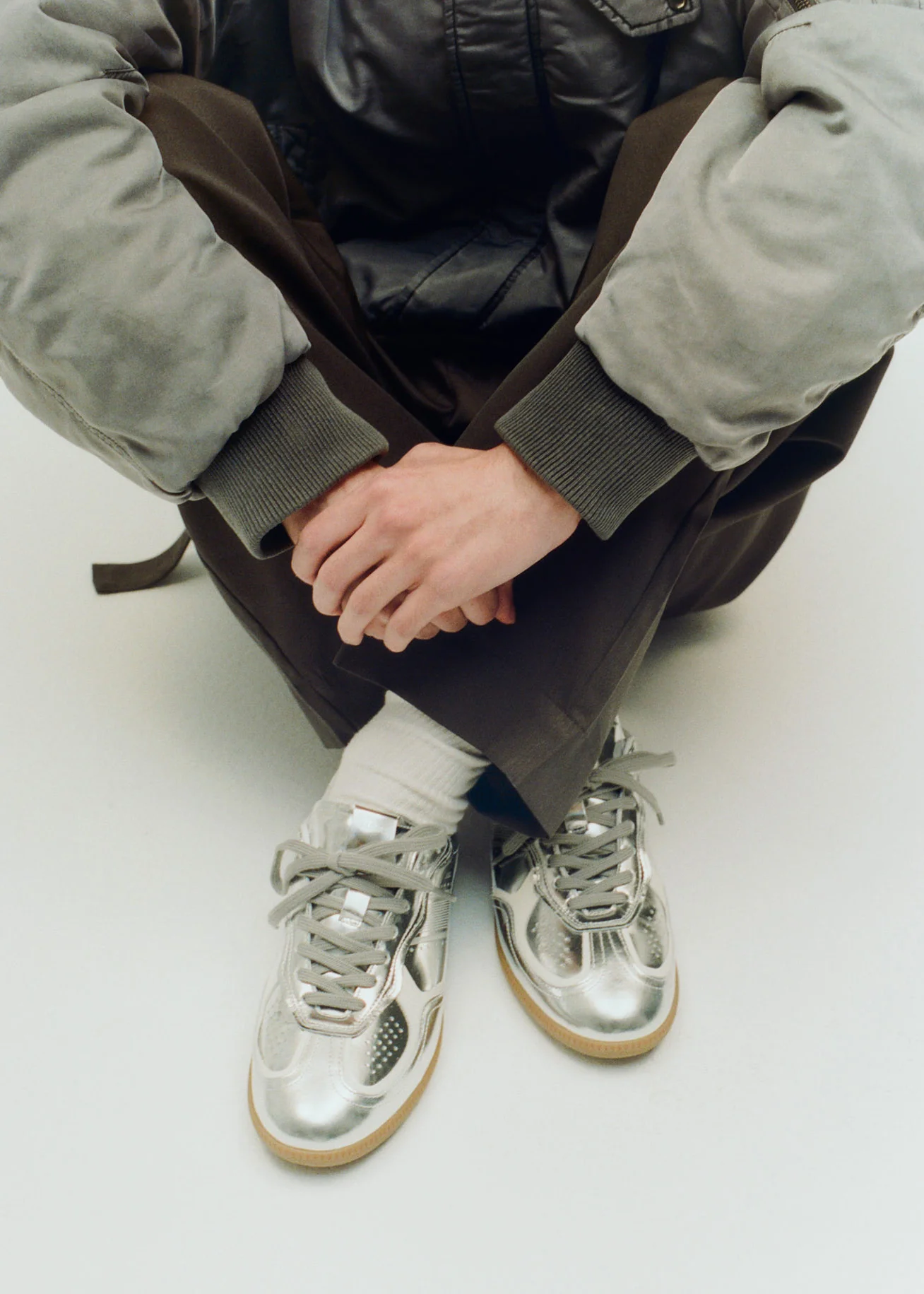 Tb.490 Rife Shimmer Silver Cream Leather Sneakers - Image 8